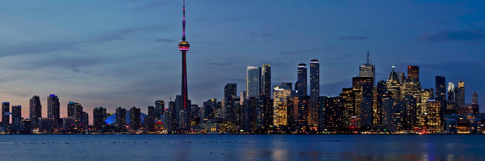 Toronto downtown skyline seen across the water on a clear day