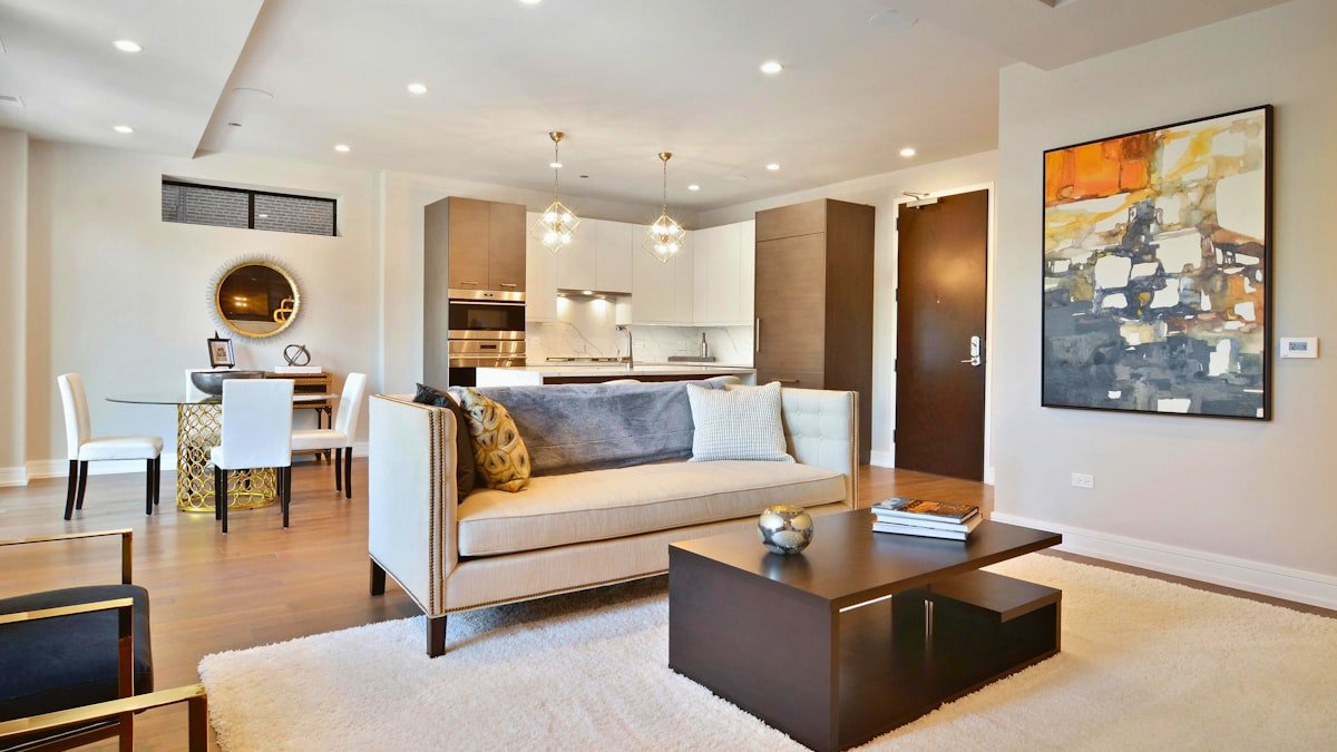 Interior of a managed one bedroom condominium in Yorkville, Toronto, furnished for guests